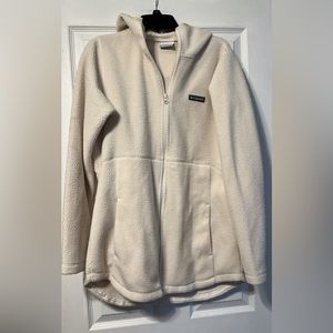 Cream/white Columbia jacket worn a few times. Longer than normal.